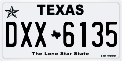 TX license plate DXX6135