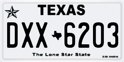 TX license plate DXX6203