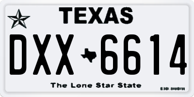 TX license plate DXX6614