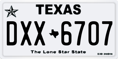 TX license plate DXX6707
