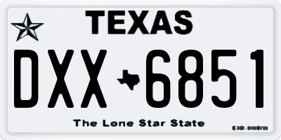 TX license plate DXX6851