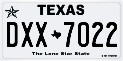 TX license plate DXX7022