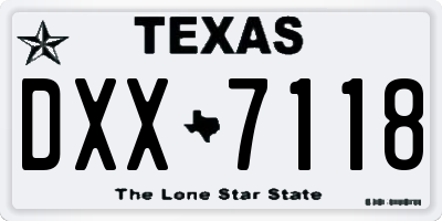 TX license plate DXX7118