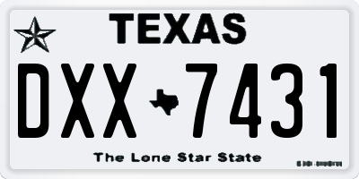 TX license plate DXX7431