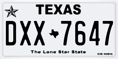 TX license plate DXX7647