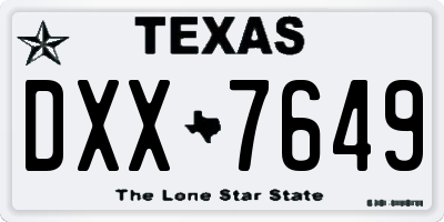 TX license plate DXX7649