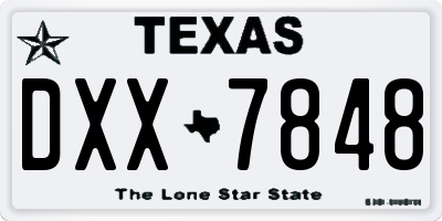 TX license plate DXX7848