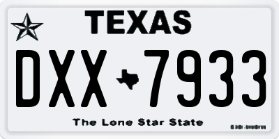 TX license plate DXX7933