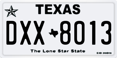 TX license plate DXX8013