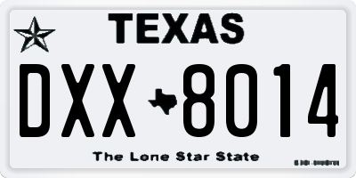 TX license plate DXX8014