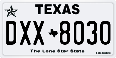 TX license plate DXX8030