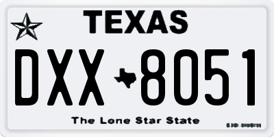 TX license plate DXX8051