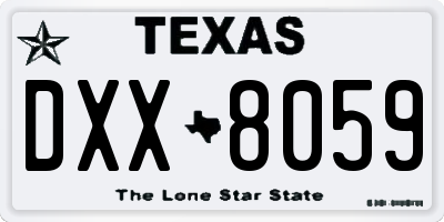 TX license plate DXX8059
