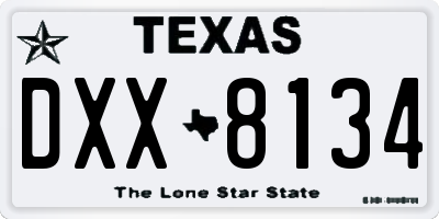 TX license plate DXX8134