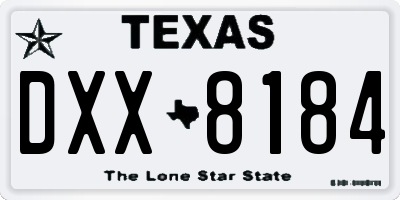 TX license plate DXX8184