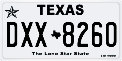 TX license plate DXX8260
