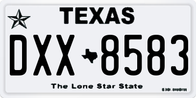 TX license plate DXX8583