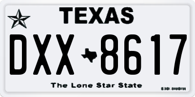 TX license plate DXX8617