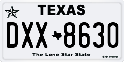 TX license plate DXX8630