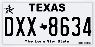 TX license plate DXX8634