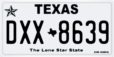 TX license plate DXX8639