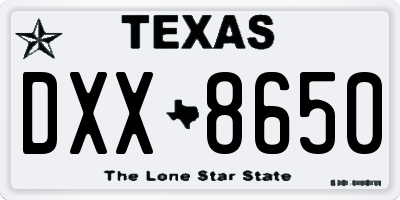 TX license plate DXX8650