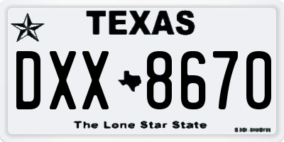 TX license plate DXX8670
