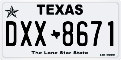 TX license plate DXX8671