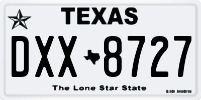 TX license plate DXX8727