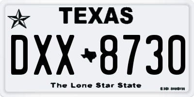 TX license plate DXX8730