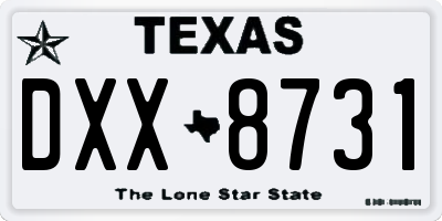 TX license plate DXX8731