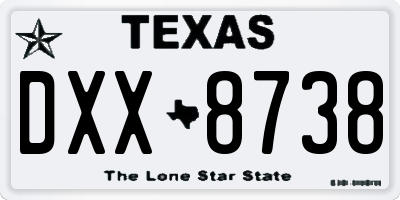 TX license plate DXX8738