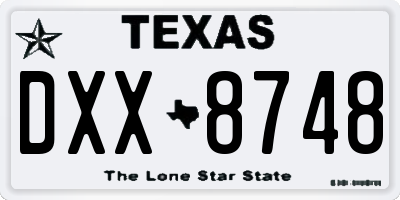 TX license plate DXX8748