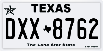 TX license plate DXX8762