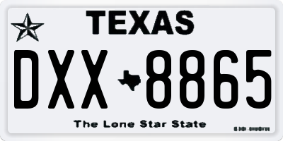 TX license plate DXX8865
