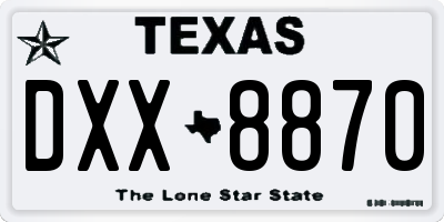 TX license plate DXX8870