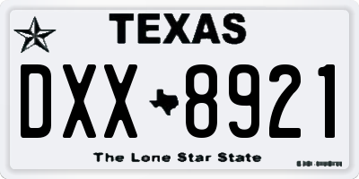 TX license plate DXX8921