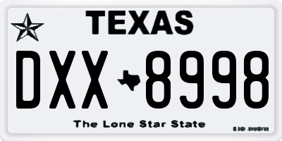 TX license plate DXX8998
