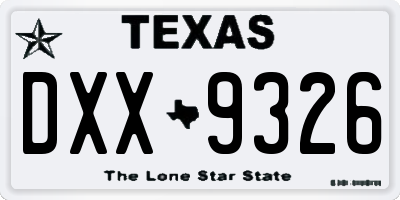 TX license plate DXX9326