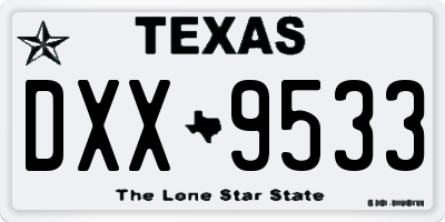 TX license plate DXX9533