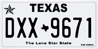 TX license plate DXX9671