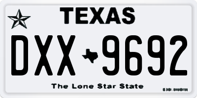 TX license plate DXX9692