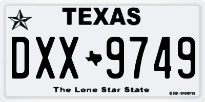 TX license plate DXX9749