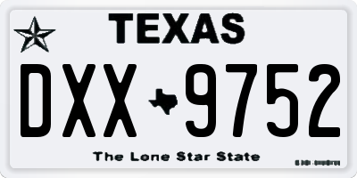 TX license plate DXX9752