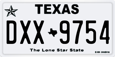 TX license plate DXX9754