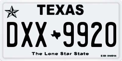 TX license plate DXX9920