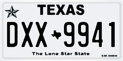 TX license plate DXX9941