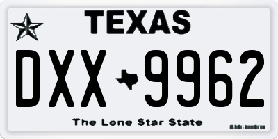 TX license plate DXX9962
