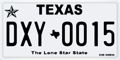TX license plate DXY0015