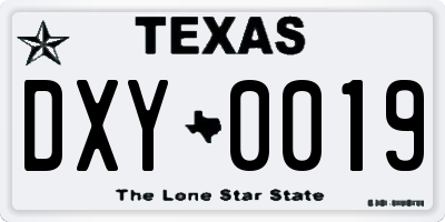 TX license plate DXY0019